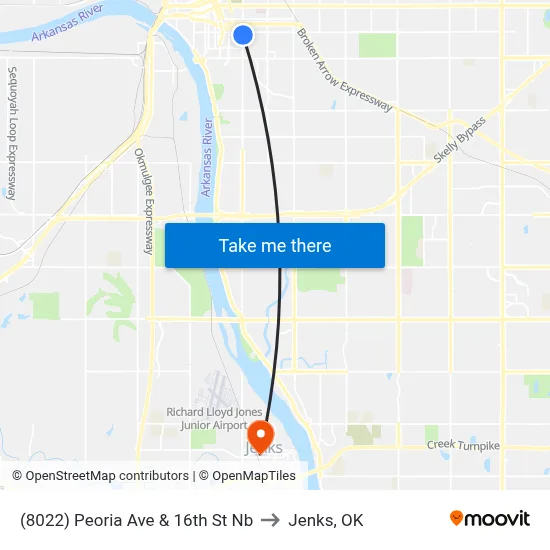 (8022) Peoria Ave & 16th St Nb to Jenks, OK map