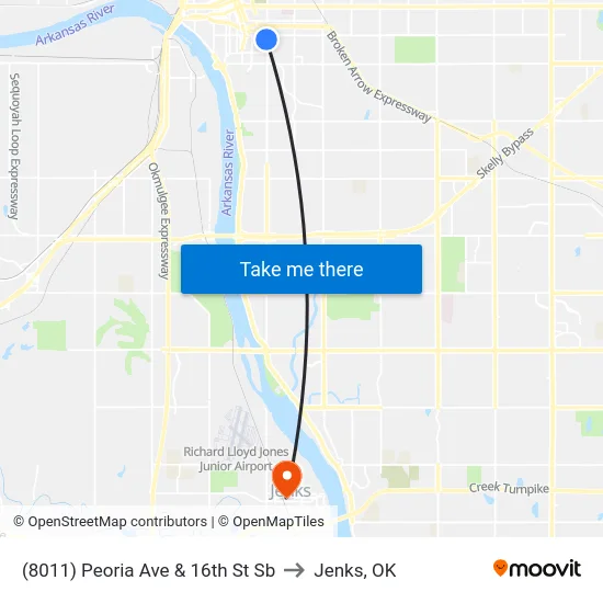 (8011) Peoria Ave & 16th St Sb to Jenks, OK map