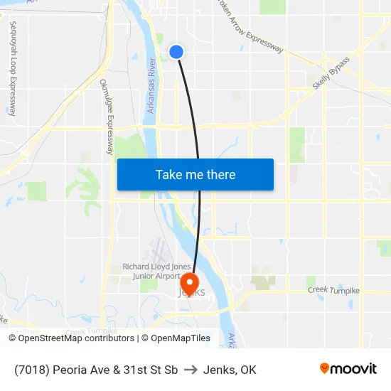 (7018) Peoria Ave & 31st St Sb to Jenks, OK map
