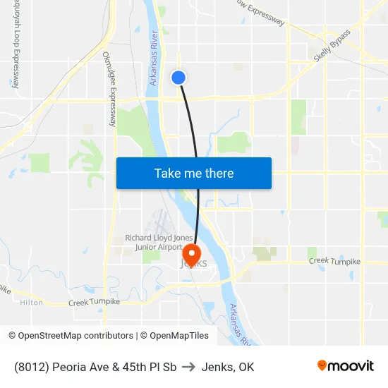(8012) Peoria Ave & 45th Pl Sb to Jenks, OK map