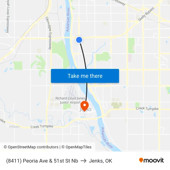 (8411) Peoria Ave & 51st St Nb to Jenks, OK map