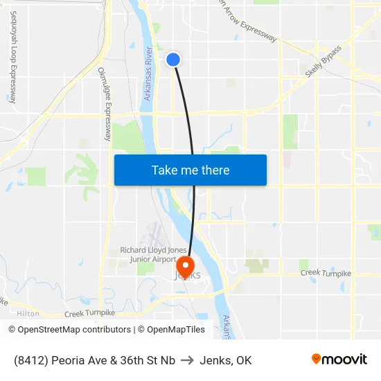 (8412) Peoria Ave & 36th St Nb to Jenks, OK map