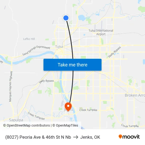 (8027) Peoria Ave & 46th St N Nb to Jenks, OK map