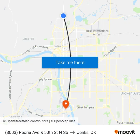 (8003) Peoria Ave & 50th St N Sb to Jenks, OK map
