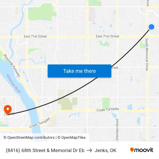 (8416) 68th Street & Memorial Dr Eb to Jenks, OK map