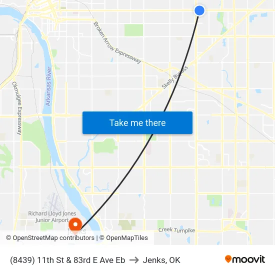 (8439) 11th St & 83rd E Ave Eb to Jenks, OK map