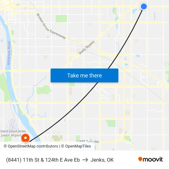 (8441) 11th St & 124th E Ave Eb to Jenks, OK map