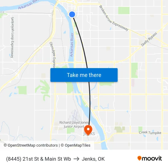 (8445) 21st St & Main St Wb to Jenks, OK map