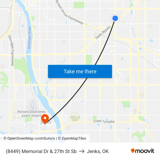(8449) Memorial Dr & 27th St Sb to Jenks, OK map
