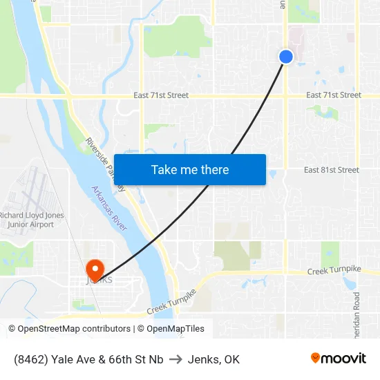 (8462) Yale Ave & 66th St Nb to Jenks, OK map