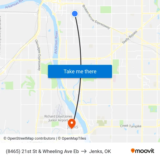 (8465) 21st St & Wheeling Ave Eb to Jenks, OK map