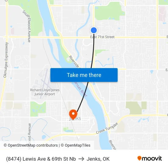 (8474) Lewis Ave & 69th St Nb to Jenks, OK map