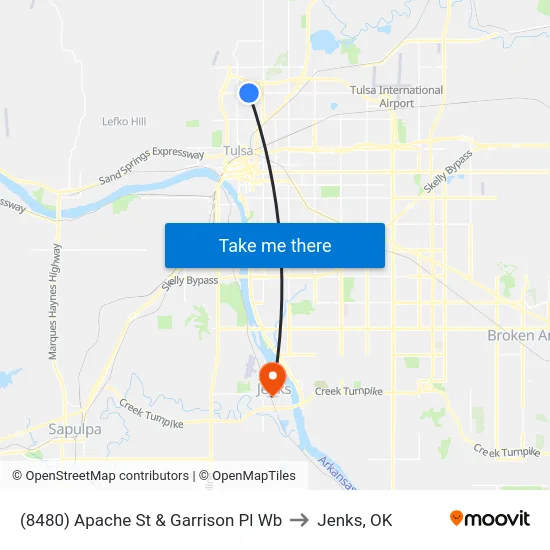 (8480) Apache St & Garrison Pl Wb to Jenks, OK map