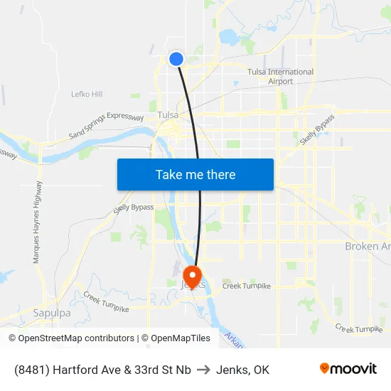 (8481) Hartford Ave & 33rd St Nb to Jenks, OK map