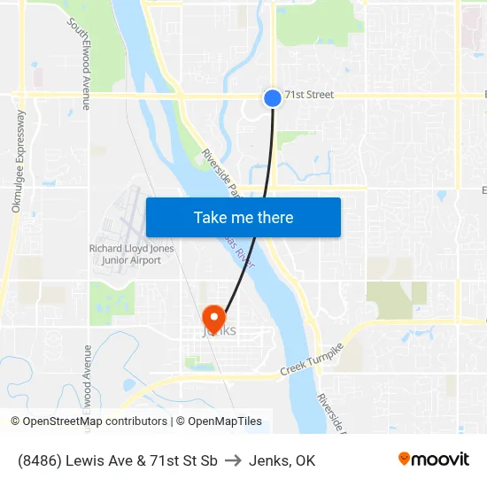 (8486) Lewis Ave & 71st St Sb to Jenks, OK map