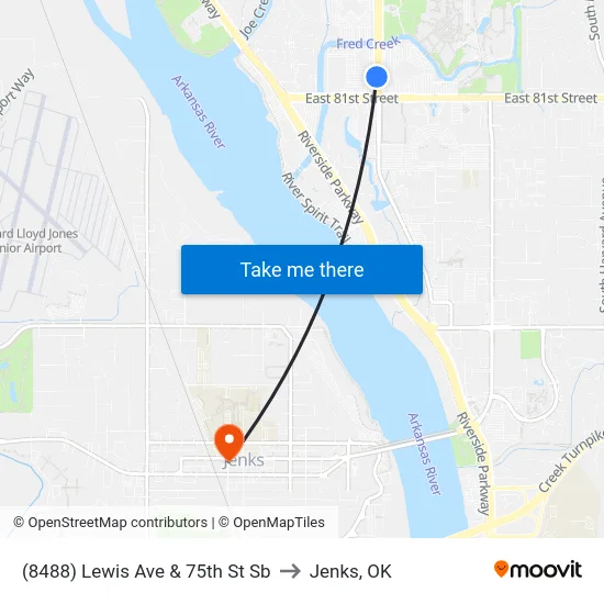 (8488) Lewis Ave & 75th St Sb to Jenks, OK map