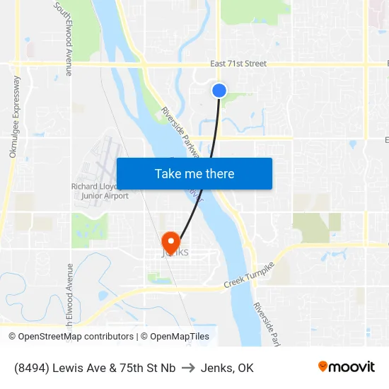 (8494) Lewis Ave & 75th St Nb to Jenks, OK map