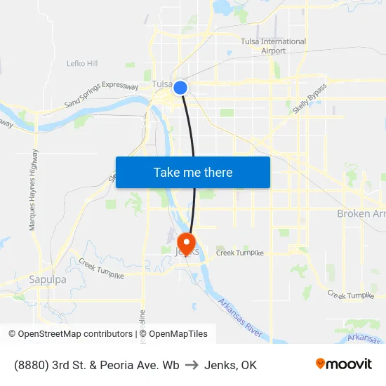 (8880) 3rd St. & Peoria Ave. Wb to Jenks, OK map