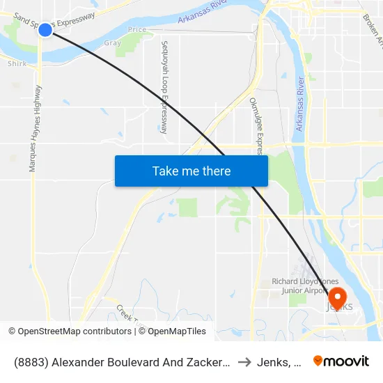 (8883) Alexander Boulevard And Zackery P to Jenks, OK map