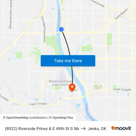 (8922) Riverside Prkwy & E 49th St S Nb to Jenks, OK map