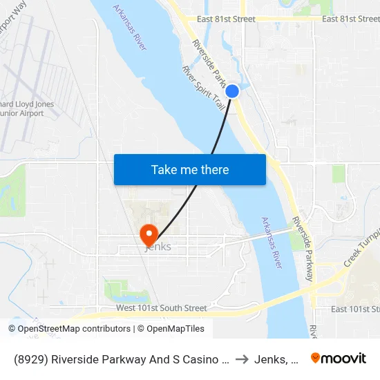 (8929) Riverside Parkway And S Casino Dr to Jenks, OK map
