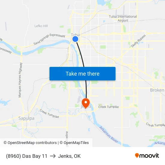 (8960) Das Bay 11 to Jenks, OK map