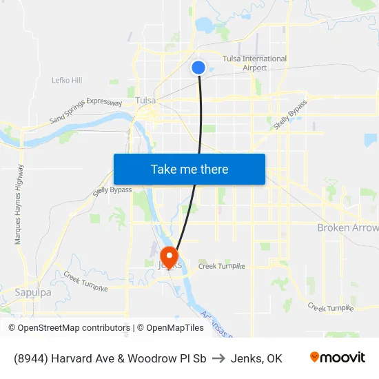 (8944) Harvard Ave & Woodrow Pl Sb to Jenks, OK map