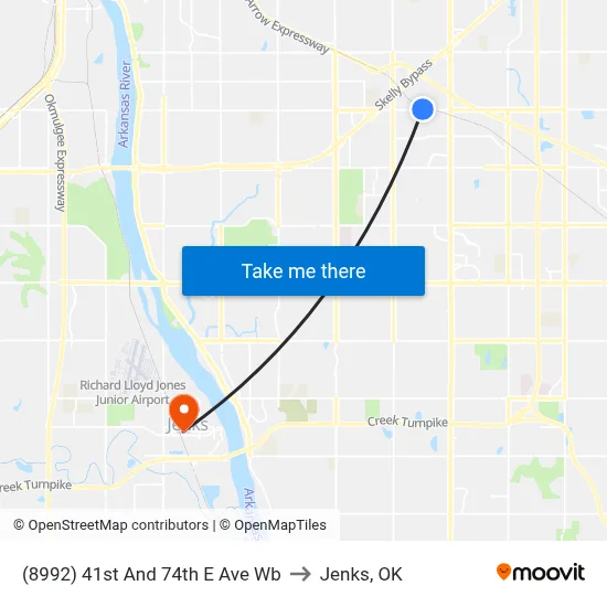 (8992) 41st And 74th E Ave Wb to Jenks, OK map
