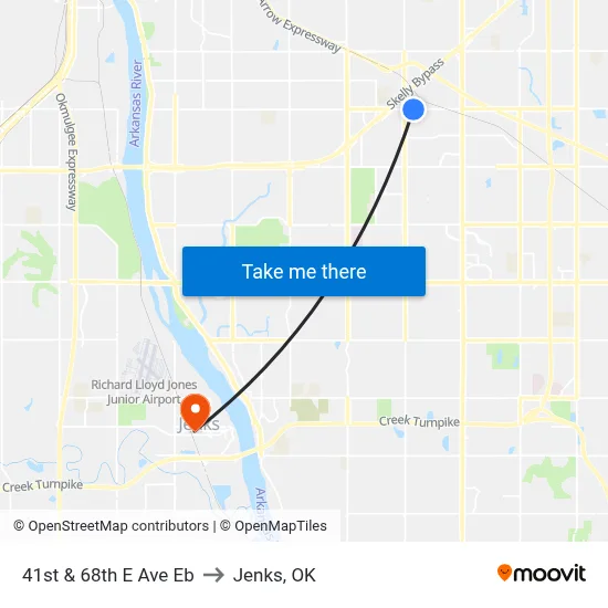 41st & 68th E Ave Eb to Jenks, OK map