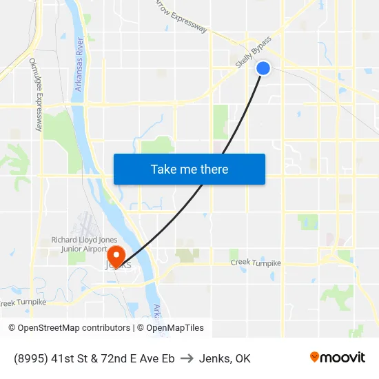 (8995) 41st St & 72nd E Ave Eb to Jenks, OK map