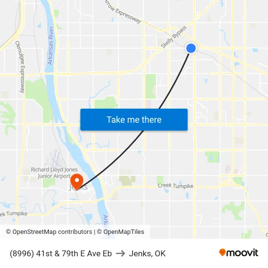 (8996) 41st & 79th E Ave Eb to Jenks, OK map