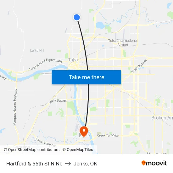 Hartford & 55th St N Nb to Jenks, OK map