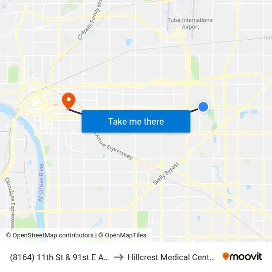 (8164) 11th St & 91st E Ave Wb to Hillcrest Medical Center - ER map