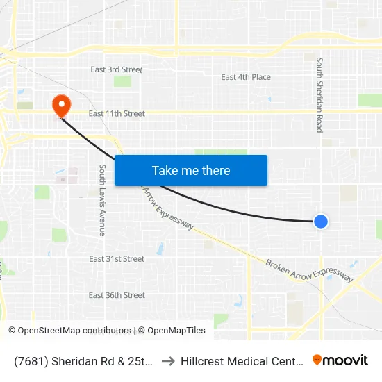(7681) Sheridan Rd & 25th Pl Sb to Hillcrest Medical Center - ER map