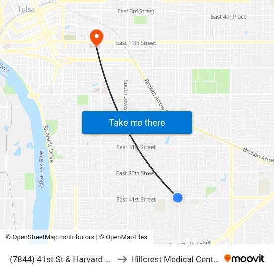 (7844) 41st St & Harvard Ave Wb to Hillcrest Medical Center - ER map