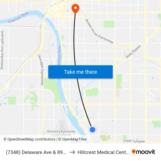 (7348) Delaware Ave & 89th St Eb to Hillcrest Medical Center - ER map