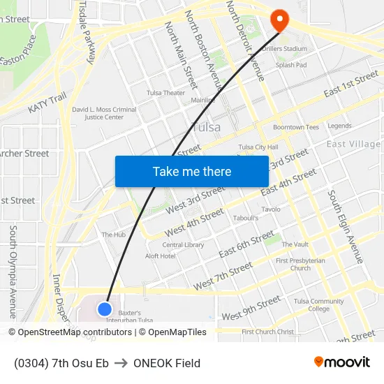 (0304) 7th Osu Eb to ONEOK Field map