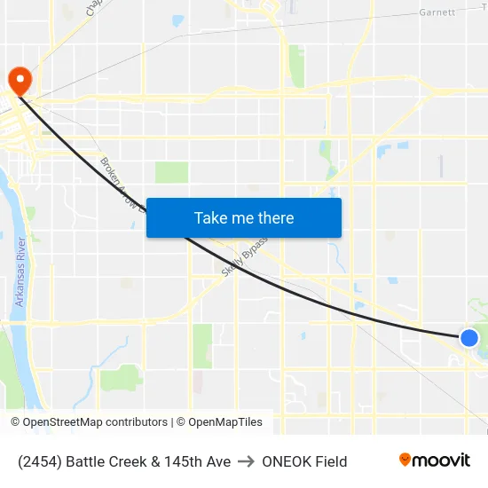 (2454) Battle Creek & 145th Ave to ONEOK Field map