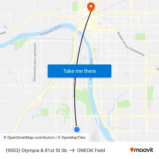 (9003) Olympia & 81st St Sb to ONEOK Field map
