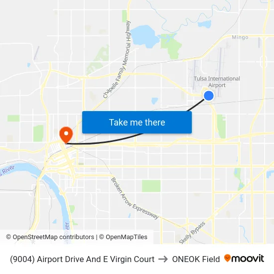 (9004) Airport Drive And E Virgin Court to ONEOK Field map