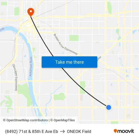 (8492) 71st & 85th E Ave Eb to ONEOK Field map