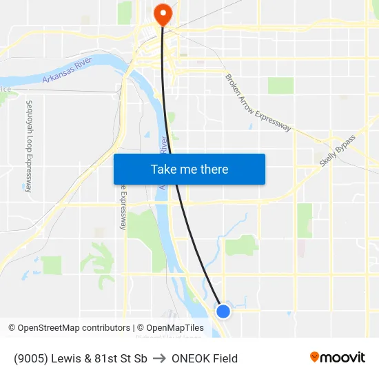 (9005) Lewis & 81st St Sb to ONEOK Field map