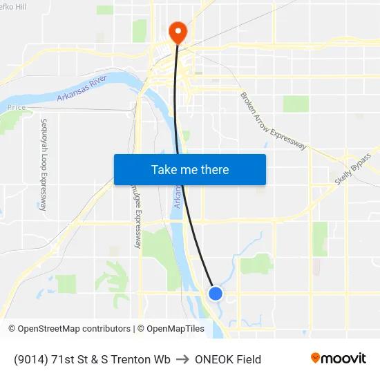 (9014) 71st St & S Trenton Wb to ONEOK Field map