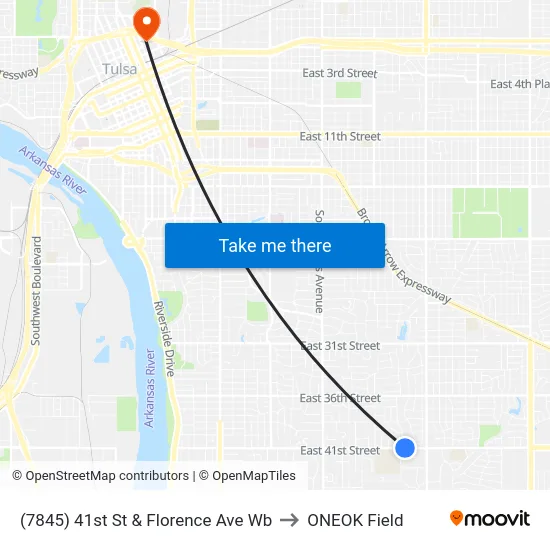 (7845) 41st St & Florence Ave Wb to ONEOK Field map