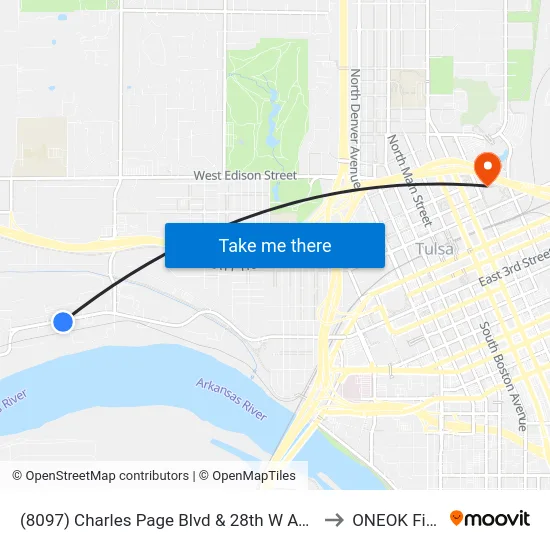 (8097) Charles Page Blvd & 28th W Ave Eb to ONEOK Field map