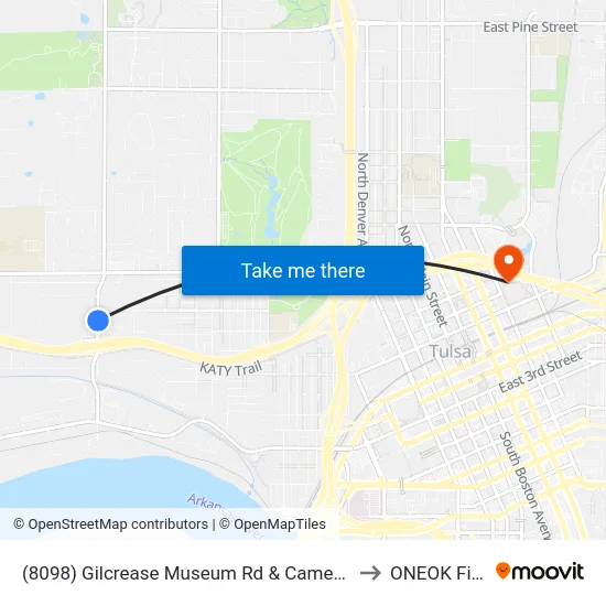 (8098) Gilcrease Museum Rd & Cameron St to ONEOK Field map