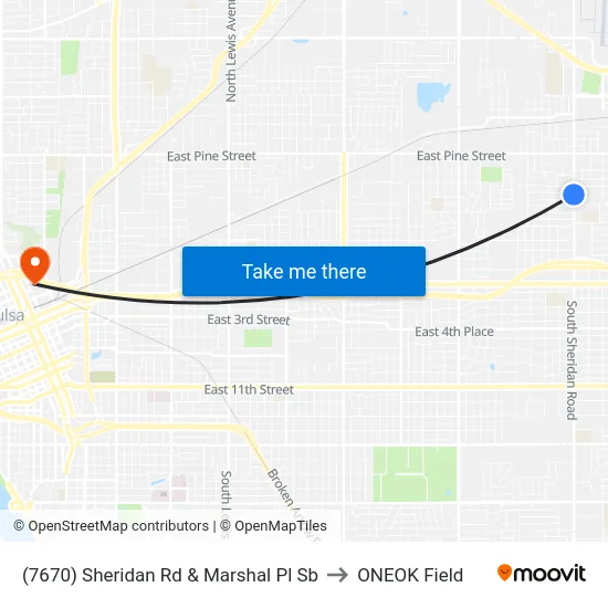 (7670) Sheridan Rd & Marshal Pl Sb to ONEOK Field map