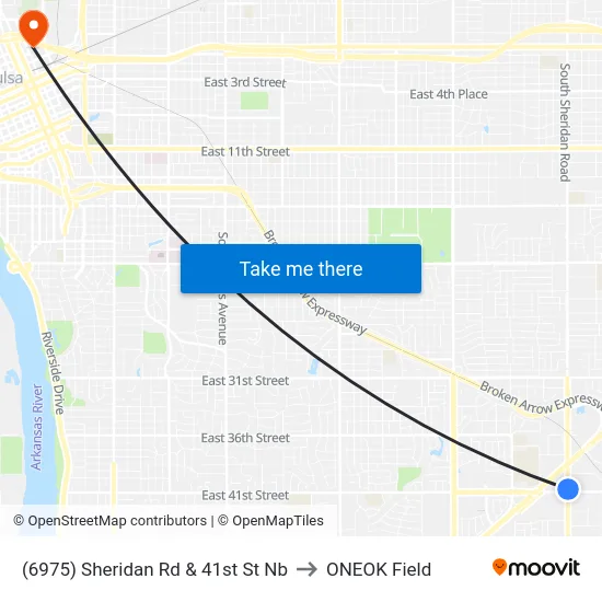 (6975) Sheridan Rd & 41st St Nb to ONEOK Field map
