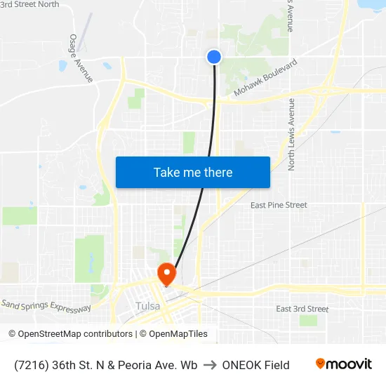 (7216) 36th St. N & Peoria Ave. Wb to ONEOK Field map