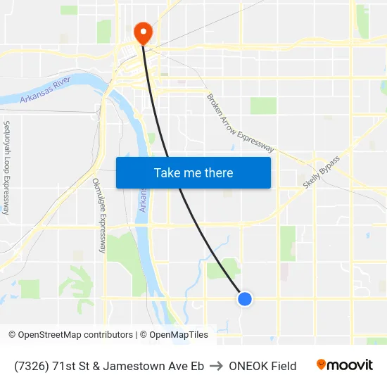 (7326) 71st St & Jamestown Ave Eb to ONEOK Field map